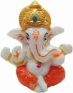 Navyaksh- NAVYAKSH , Lord Ganesha Statues Ganesh Ganpati Beautiful Car Dashboard Idol Decorative Showpiece - 6.5 cm (Polyresin, White)
