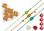 Feastive Celebrations Haldiram Channa Sattu Burfi With 3 Divine Rakhis, Kesar, Pair Of Soan, Pooja Rakhi, Chawal