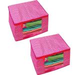 PerfectKrafts Cotton Saree Organiser for Cupboard Organizer in women’s wardrobe | Storage Saree Cover Bags for Home Organizer Pink (Pack of 2)