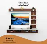 DAS Ambience Wall Mount TV Entertainment Unit/with Set Top Box Stand and Wall Shelf Display Rack for Living Room Classic Walnut & Frosty White (Ideal for up to 43