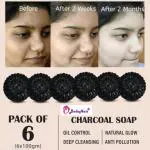 BADA HAIR Activated Charcoal Soap for skin whitening, Treat Oily Skin Pack of 6