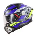 Ignyte IGN-4 Machine ISI/DOT Certified Double Visor Full Face Graphic Helmet with Outer Anti-Fog Clear Visor and Inner Smoke Sun Shield (Medium 580 MM, Glossy Blue Neon)