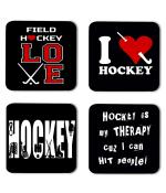 Whats Your Kick Hockey Games Field Hockey Love Quotes Printed Set of 4 Coaster With Metal Stand