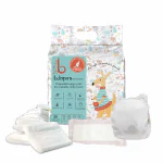 Bdiapers Chemical Free Disposable Baby Nappy Pads - No Fragrance & Dye, Self-Sticking, 30 pcs Bag, 1 Washable Cloth Diaper, Small (3-6 Months)