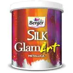 Berger Silver UV Resistant Silk Glamart Metallica Silver Paint For Metallic Finish On Walls And Other Surfaces - 1 Litre