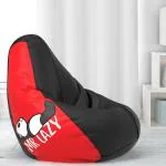 Biggie Bean Bag - Size : 3XL - 3D Printed Teardrop Bean Bags - Designed by : DonnaPaula London - Color: Mr Lazy - Black Red - Bean Bag Cover - Best 3D Printed Bean Bag for Living Room - Luxury Bean Bag - Lounge Chair Latest Bean Bag