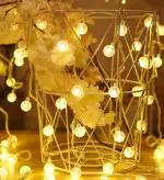 Gesto Crystal Ball Led Serial String Lights - 10 Feet 14 Led Fairy Lights Waterproof Indoor Outdoor | Home Decoration, Diwali Lights for Decoration,Christmas Lights for Home Decor (Warm White)