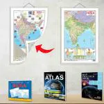 GOWOO India POLITICAL - MAP PRACTICE BOOK, BOOK OF OUTLINE MAPS India, 2 IN 1 India POLITICAL AND PHYSICAL MAP IN ENGLISH and SCHOOL ATLAS (ENGLISH) - MAPLITHO | Pack of 2 Book + 1 chart + 1 Atlas Book