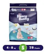 Honey Bunny Small (S) Size - 78 diapers| Pack of 1 | (4-8 kgs) with Wetness Indicator, Silky Soft - Bubble sheet| (4-8 kgs) with Wetness Indicator, Silky Soft - Bubble sheet