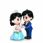 iDream Kissing Couple Resin Showpiece Miniatures Couple Set for Miniature Garden Decor (Blue)