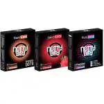 NottyBoy 4in1, Raised Dots, Ribbed, Climax Delay, Contour | Strawberry Flavoured Condoms - 9 Pieces