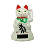 Astroghar Solar Powered Japanese Maneki Neko Lucky Cat White Colour