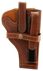 ARIRA Schieben Brown Leather Pistol Police Style Cover Racquet Carry Case, 9 Mm