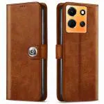 COVERBLACK Infinix Note 30 5G Flip Cover | Full Body Protection | Wallet Button Magnetic Closure Book Cover Leather Flip Case for Infinix Note 30 5G - Executive Brown