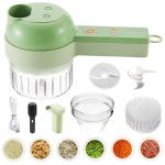 Sai Kripa 4 in 1 Handheld Electric Vegetable Cutter Set Portable Wireless Masher Garlic Press & Slicer Set Multifunctional Electric Mini Food Processor with Brush