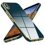 Mr Case 6D Chrome Back Cover Case For Redmi 7A | ( Gold Plated Frame | Glossy Backside -Space Blue )