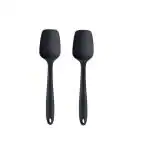 Ramkuwar Silicone Spoon Spatula Set for Baking Serving Cooking Nonstick Cookware and Kitchen Use (Pack of 2) - Black