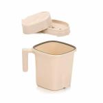 SHOPOBOX Square Mug Plastic Bath Mug Set of 2 Pcs Durable Long Lasting Quality, Bathroom Set (524+538 Ivory)
