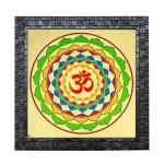 Hawai Wooden Framed Om 24k Gold Plated Photo for Home Office Puja Ghar Worship use 10.5x10.5 inch SFDI00198_BLK_FRM