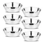 Prabha Stainless Steel Dessert Halwa Plate, Wati, Bowl, Serving Bowls, Katori, Vati Set Of 6 Pcs