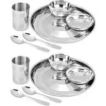 LIMETRO STEEL Pack of 12 Stainless Steel Stainless Steel Premium Pack Regular Use 12 pcs Dinner Set Dinner Set (Steel, Microwave Safe)