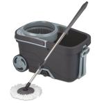 Flair Insta Spin Mop Bucket 15 Litres with Bigger Wheels for 360 Degree Cleaning and 2 Microfiber Refills Gray