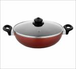 Prabha Induction Base Non-Stick Astrid Deep Kadhai, Kadai With Glass Lid, 4mm Thickness, Capacity - 3200ml, Size - 260mm(10.24 Inch)