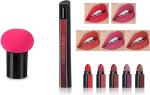 Bingeable Multicolor Hda 64 Super Matte 5In1 Step Lipsticks Red Shades With Free Mushroom Sponge - 8 Ml