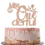 Festiko Rose Gold Glitter Miss Onederful Cake Topper Baby GirlS 1st Birthday Party Cake Decor, Happy 1 Year Old Birthday Party Supplies