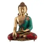 Idol Collections Multicolor Brass Bhumisparsha Mudra Buddha Idol l GOD IDOLS