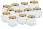 Pure Source India Clear Glass Jars & Containers 100 Gm Crystal Clear Squire Hexa Type Jar0.1 Kilograms