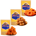 Shivanya Mart Ghee Mysore Pak | Jalebi | Ghee Badusha - Delicious Indian Sweets Combo ( 3* 200 Gram)