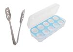 First Front Stainless Steel Momo Tong with Solid Plastic Egg Carry Tray Holder and Multicolour, Pack of 2