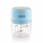 BOSS Mini USB Chopper,250 ml Rechargeable Wireless Chopper for Kitchen, One Touch Operation with Stainless Steel Blades, Blue
