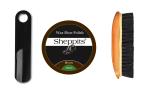 Sheppits Premium Shoe Polish (Brown), Wooden Shoe Brush & Shoe Horn (Black) Combo | Shoe Care Kit
