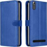 Frazil Leather Magnetic Vintage Flip Wallet Case Cover for Lenovo A6000 (Blue)