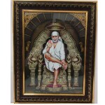 pujaNpujari God Photo Frames Lord Shirdi Sai Saibaba Gold Coated Fiber Photo Frame for Wall Hanging Puja Mandir Medium ( L * H : 11.5 * 13.5 Inches) Religious Frame