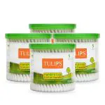 TULIPS Cotton Ear Buds/Swabs {pack of 4} with White PAPER Sticks {200/400 Tips} in a Jar