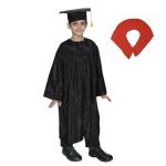 Kaku Fancy Dresses Graduation Gown With Hat & Stole/Scarf | Degree Costume For Convocation Dress For Boys & Girls (Black, 10-12 Years) - Silk