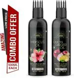 Desi Crew 100 Percent Pure Hibiscus and Onion Ginger Oil with Comb Applicator Cold Pressed for Skin, Body and Hair Care 100 ml Each