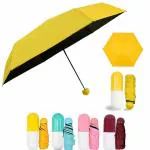 HEMIZA - Small Mini Umbrella with Cute Capsule Case,5 Folding Compact Pocket Umbrella (PINK)