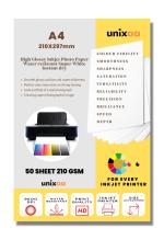 Unixaa A4 Size 210 GSM High Glossy Inkjet Photo Paper For Every Inkjet Printer (50 Paper Sheet White)