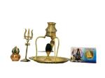 Jag Mohan Yogesh Shivling Black Stone With Brass Jalhari & Brass Tipai Lota & Brass Trishul & Brass Plate & Kalash And Maha Mrituanjay Atm Yantra