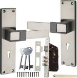 Buckler Zinc Alloy Silver, Black 8 Inch, 70Mm Mortise Handle Set Double Turn Bullet Lock