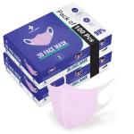 Care view 3D disposable face mask with 3 ply 4 layered filtration, SITRA and BIS(ISI) Certified & Incredibly soft with spandex ear loop, N95 mask type shape ( Pack Of 100, Baby Pink)
