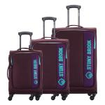 Stony Brook by Nasher Miles Classic Soft-Sided Polyester Luggage Set of 3 Purple Trolley Bags (55, 65 & 75 cm)
