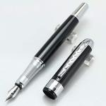 GOLD LEAF JINHAO 250 BLACK FOUNTAIN PEN CHROME TRIMS 18 KGP MEDIUM NIB