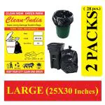 Clean India Garbage Bags Large Size Black Color 25 X 30 Inch (Pack Of 2) (28 Pieces)