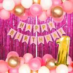 Party Propz Pink Foil, Latex, Cardstock 1St Birthday Banner, Foil Balloons, Metallic Balloons, Foil Curtains