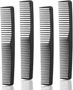 Xester Black Plastic Heat Resistant Hairdressing Fine Wide Tooth Barber Comb (Pack Of 4)